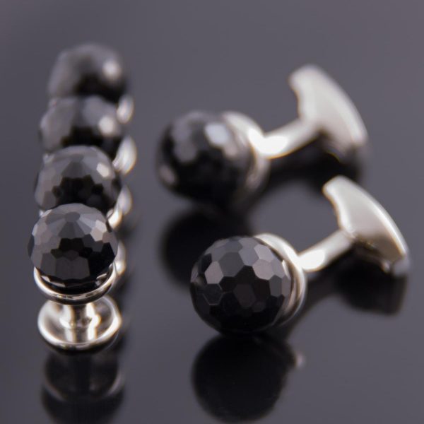 Set elegant de butoni cu piatră neagră și nasturi pentru cămașă