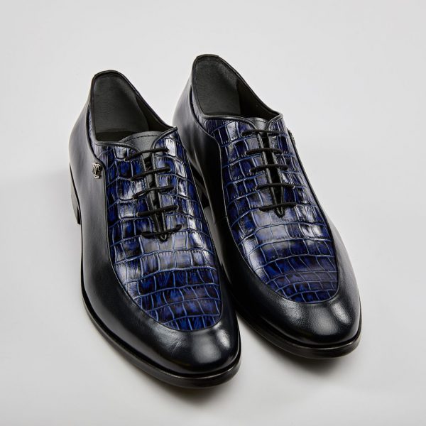 Pantofi oxford negru cu albastru