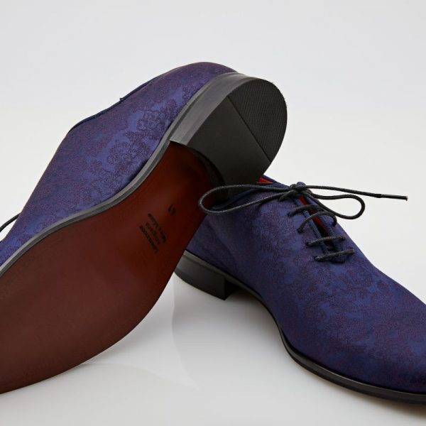 Pantofi oxford bleumarin cu motive mov