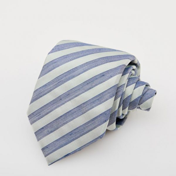 Cravată cu dungi gri și albastru