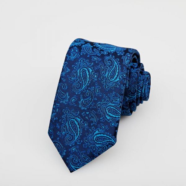 Cravată bleumarin cu motive albastre