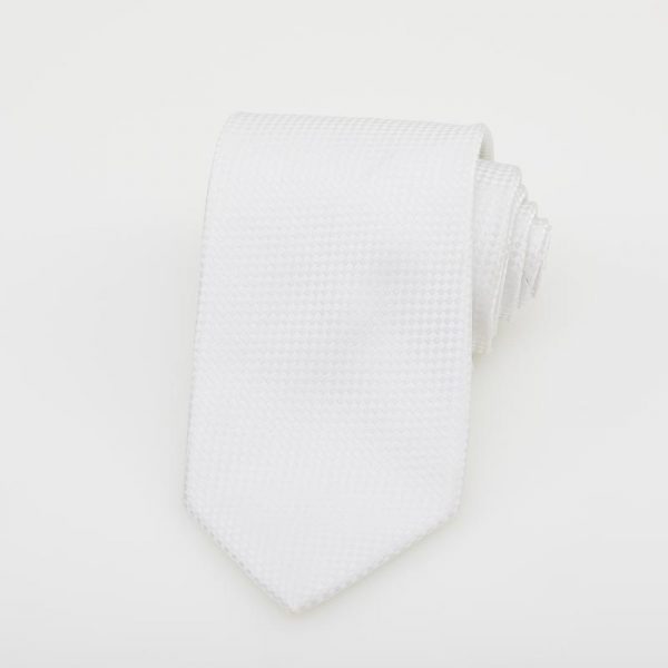 Cravată albă cu romburi