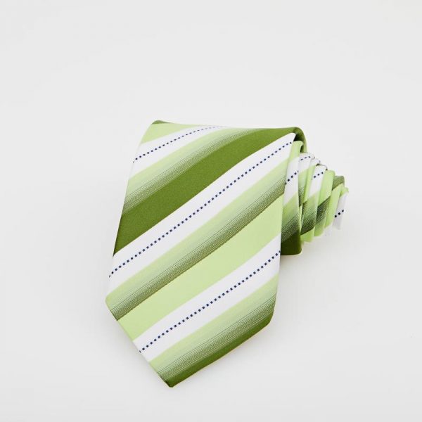 Cravată verde cu dungi multicolore