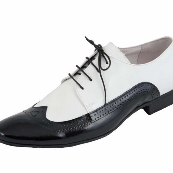 Pantofi oxford negru cu alb