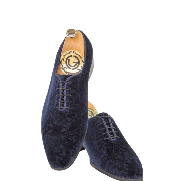 Pantofi oxford piele cu catifea bleumarin